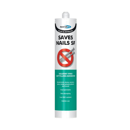 Bond It Saves Nails Solvent Free Grab Adhesive – High Strength Gap Filling Construction Adhesive for Wood, Brick, Concrete and Plasterboard