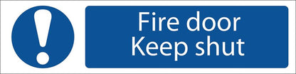 Draper FIRE DOOR KEEP SHUT SIGN SMALL 73104 Fire Door Keep Shut' Mandatory Warning Sign