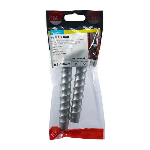 TIMCO Multi-Fix Bolt Hex Head 16.0 x 100 Silver Pack 2