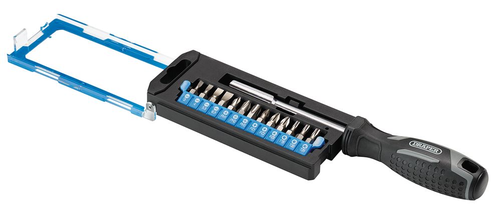 Draper SET 8 - 14PC SET - BIT DRIVER Soft Grip Magnetic Screwdriver and Bit Set, 1/4" x 100mm (14 Piece)