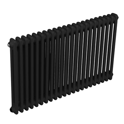 Baridi DH364 Horizontal Traditional 2 Column Radiator 600 x 1012mm - Black | Steel | Horizontal traditional two column radiator delivers a BTU output