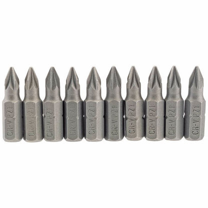 Draper 10PC 25MM NO1 PZ.S/D BIT 64047 1/4" Hex. PZ TYPE E Shank Insert Bits
