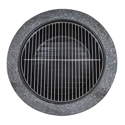 Dellonda DG189 Round MgO Fire Pit with BBQ Grill & Safety Mesh Screen 60cm - Dark Grey | Magnesium Oxide | The fire pit is made from MgO (Magnesium