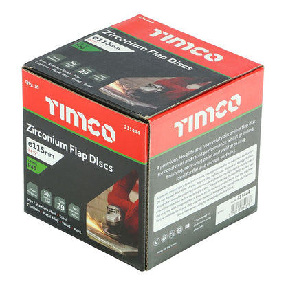 TIMCO Zirconium Flap Disc P40 Set 115 x 22.23 Pack 10