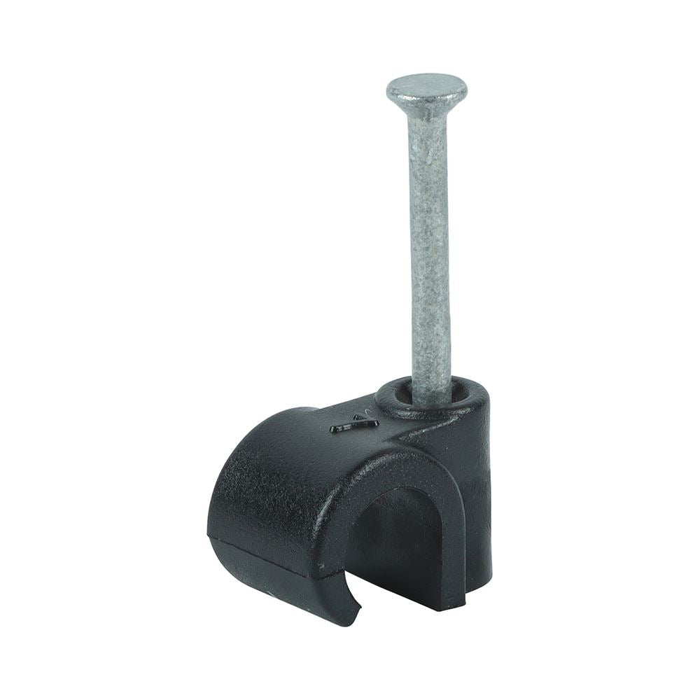 TIMCO Round Cable Clip Black To fit 7.0mm Black Pack 100