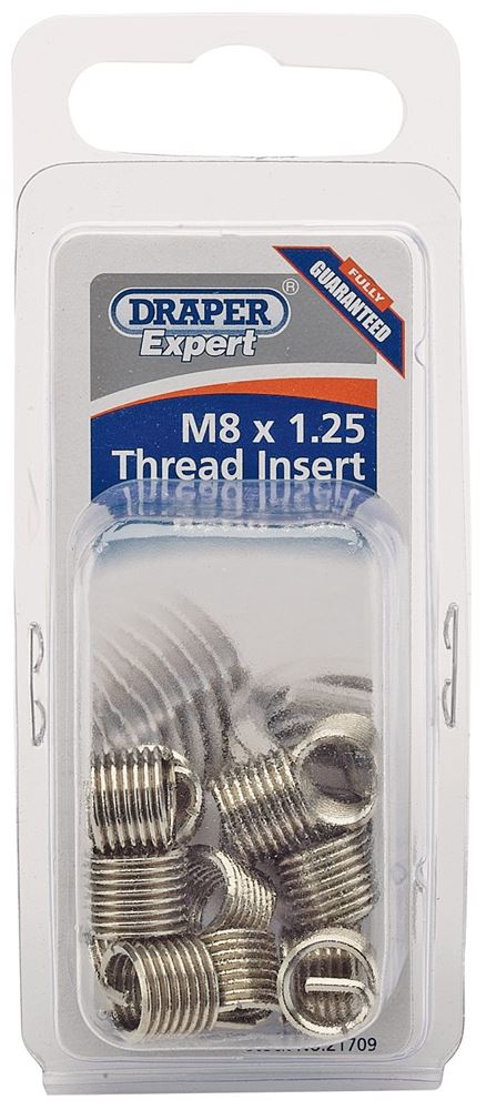 21709 Draper Metric Thread Insert Refill, M8 x 1.25 (Pack of 12) ADHCK-A Thread repair Professional Trade DIY Workshop Garage Use