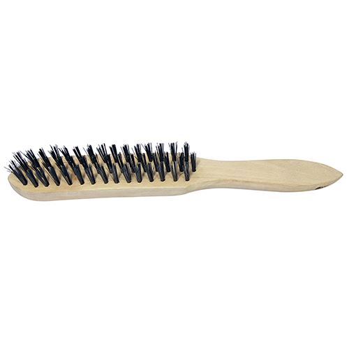 Timco Wooden Handle Scratch Brush Steel 3 Row Wire Brush for Rust & Paint