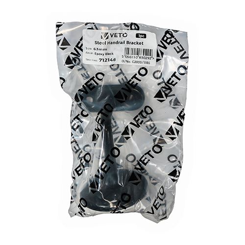 TIMCO Steel Handrail Bracket Black 63mm Black Pack 1