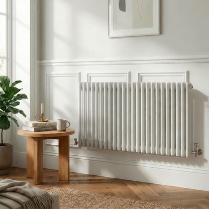 Baridi DH370 Horizontal Traditional 2 Column Radiator 600 x 1147mm - White | Steel | Horizontal traditional two column radiator delivers a BTU output