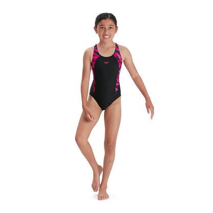 Speedo HyperBoom Splice Muscleback Junior Swimsuit Navy/Pink 5-6 Years / 24"