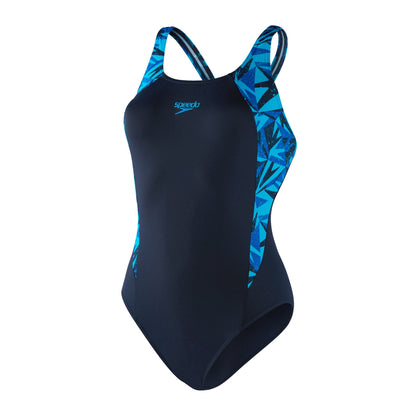 Speedo Eco Endurance+ Hyperboom Splice Muscleback Swimsuit Black/Blue 30"