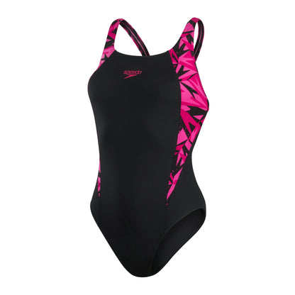 Speedo Eco Endurance+ Hyperboom Splice Muscleback Swimsuit Black/Pink 30"