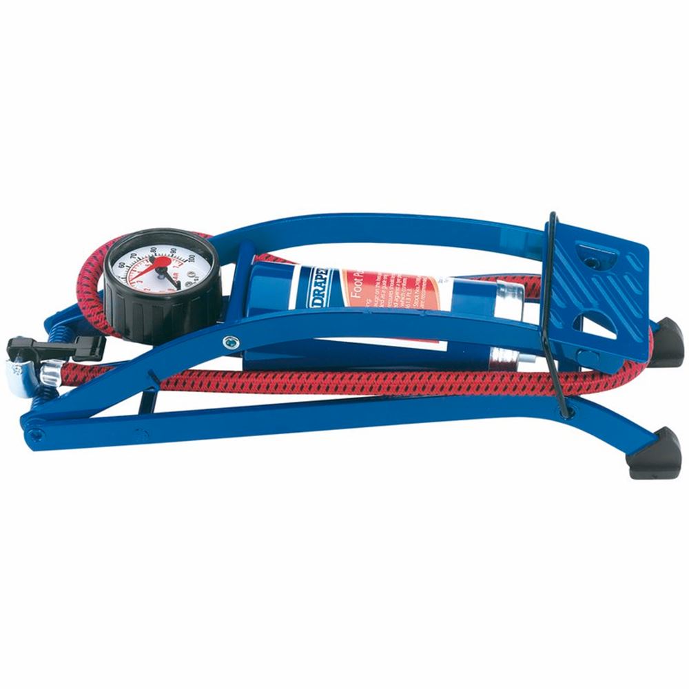 Draper FOOTPUMP WITH PRESSURE GAUGE 14172 Single Cylinder Foot Pump with Pressure Gauge