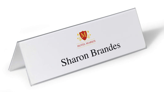 Durable Clear Plastic Table Place Name Holders and Inserts | 25 Pack | 105x297mm