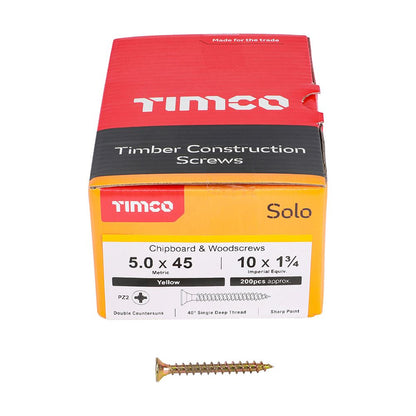 TIMCO Solo Woodscrew PZ2 CSK ZYP 5.0 x 45 Gold Pack 200