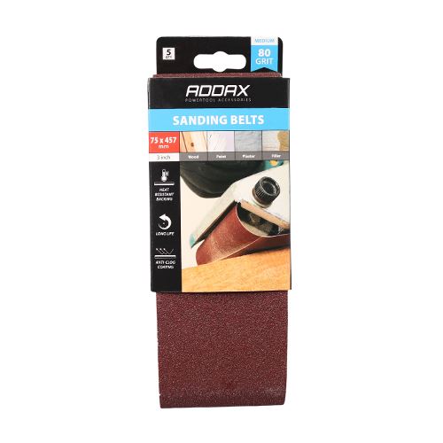 TIMCO Sanding Belts P80 75 x 457mm Red Pack 5