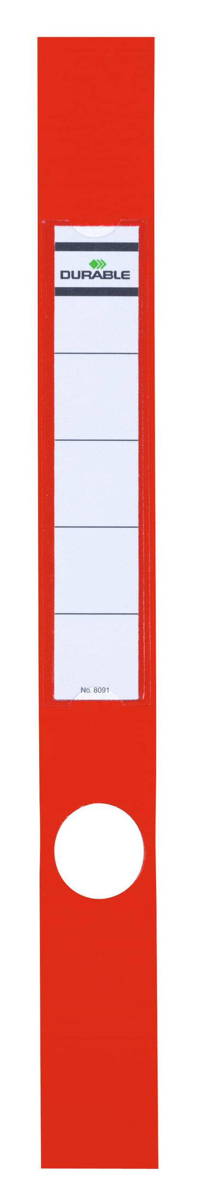Durable ORDOFIX Adhesive Ring Binder Spine Labels | 10 Pack | 40mm Red