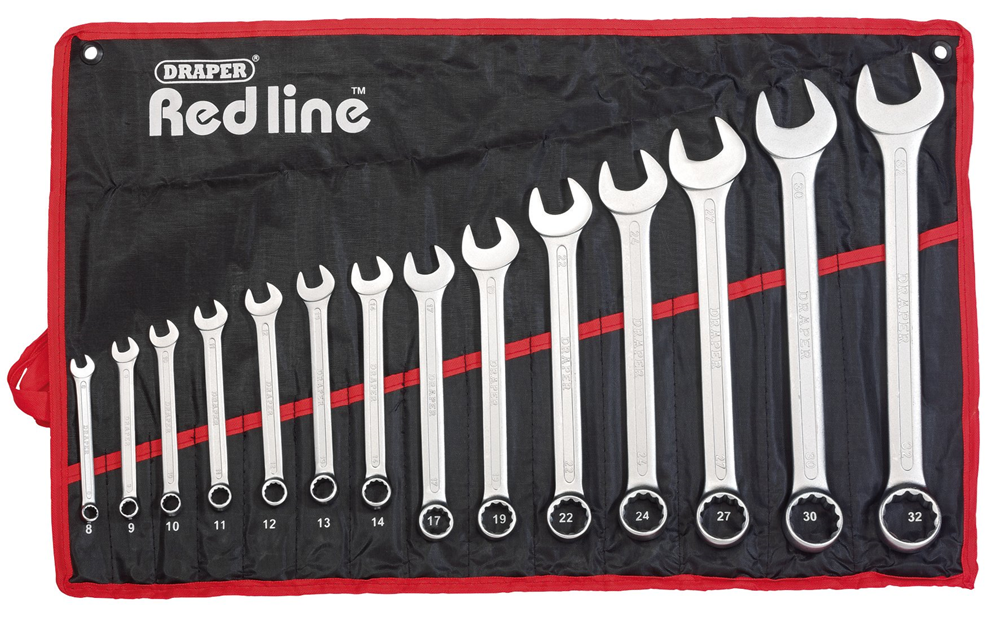 Draper REDLINE 14PC COMB.SPANNER SET 80931 Draper Redline Metric Combination Spanner Set (14 Piece)