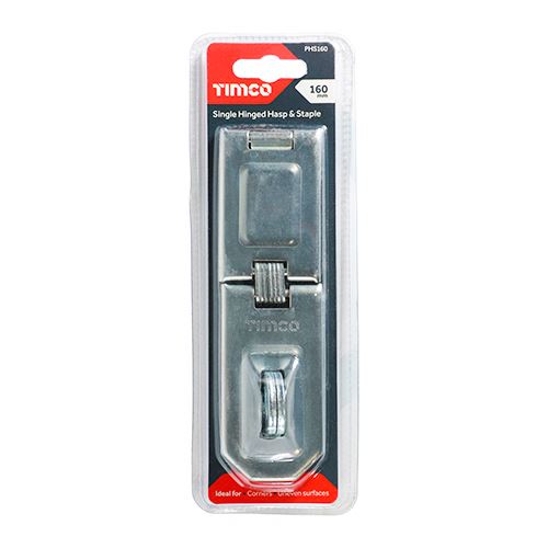 TIMCO Single Hinged Hasp & Staple 160mm Silver Pack 1