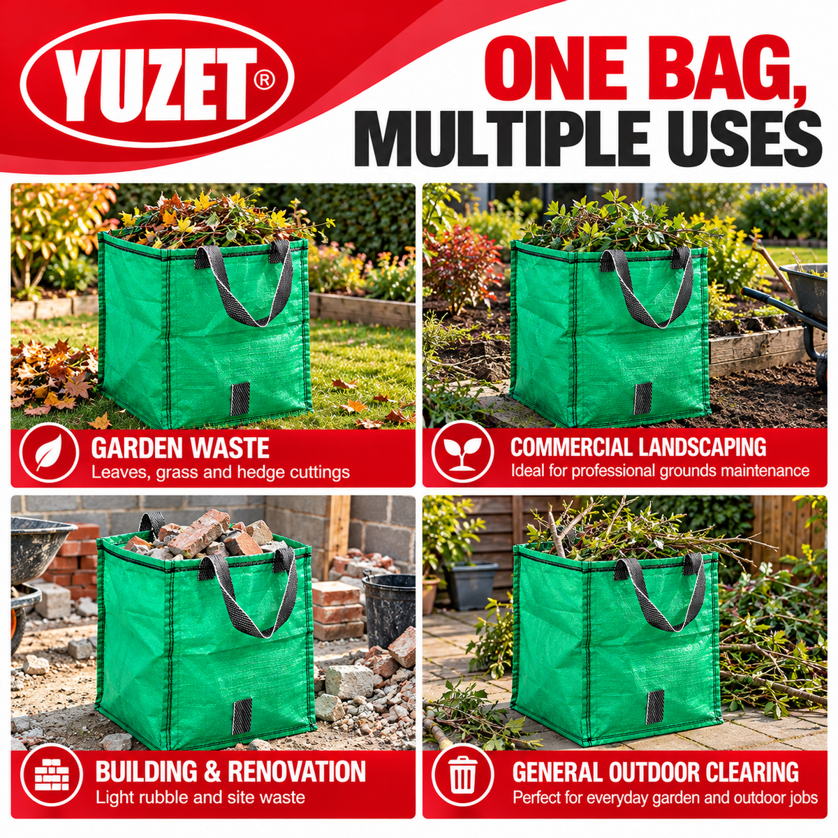 120 Litre Yuzet Huge Heavy Duty Commercial Grade garden bag waste rubble