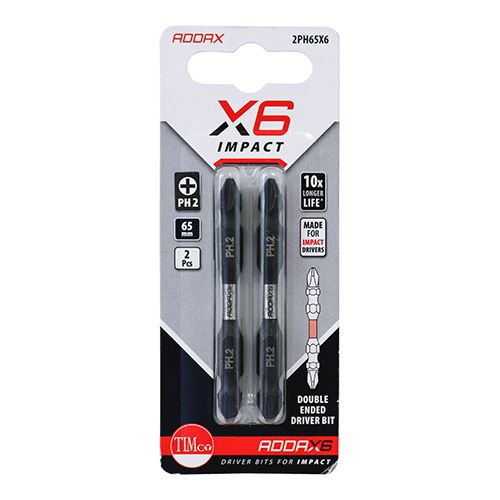 TIMCO X6 Double Ended Phillips Bit No.2 x 65 Pack 2