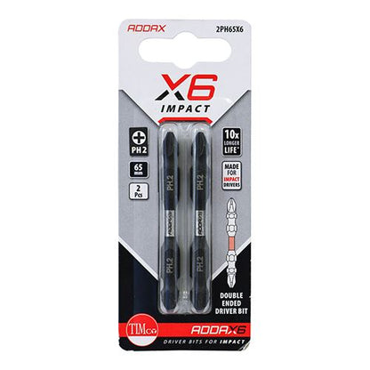 TIMCO X6 Double Ended Phillips Bit No.2 x 65 Pack 2