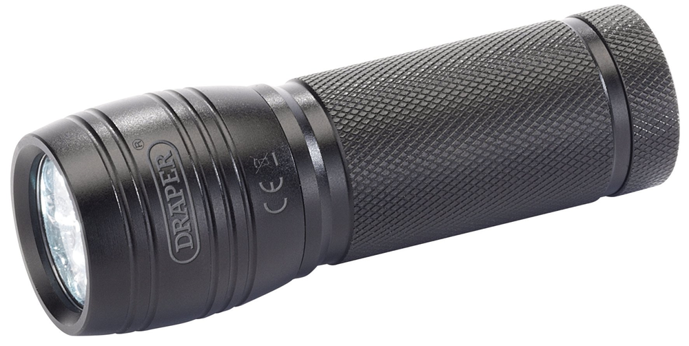 Draper 9LED HAND TORCH 3XAAA 81110 LED Aluminium Hand Torch (3 x AAA Batteries Required)