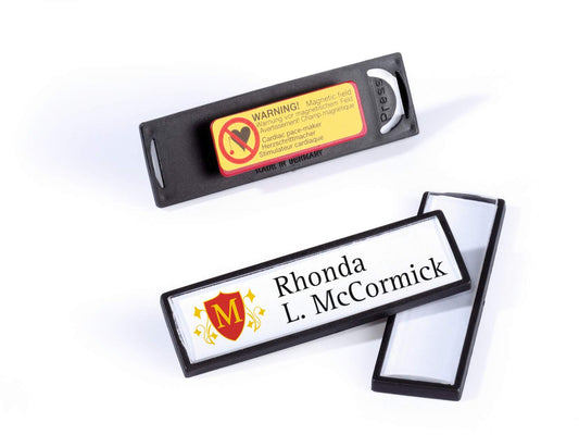 Durable Conference Magnet Name Tag Badge Holders + Inserts | 25 Pack | 17 x 67mm