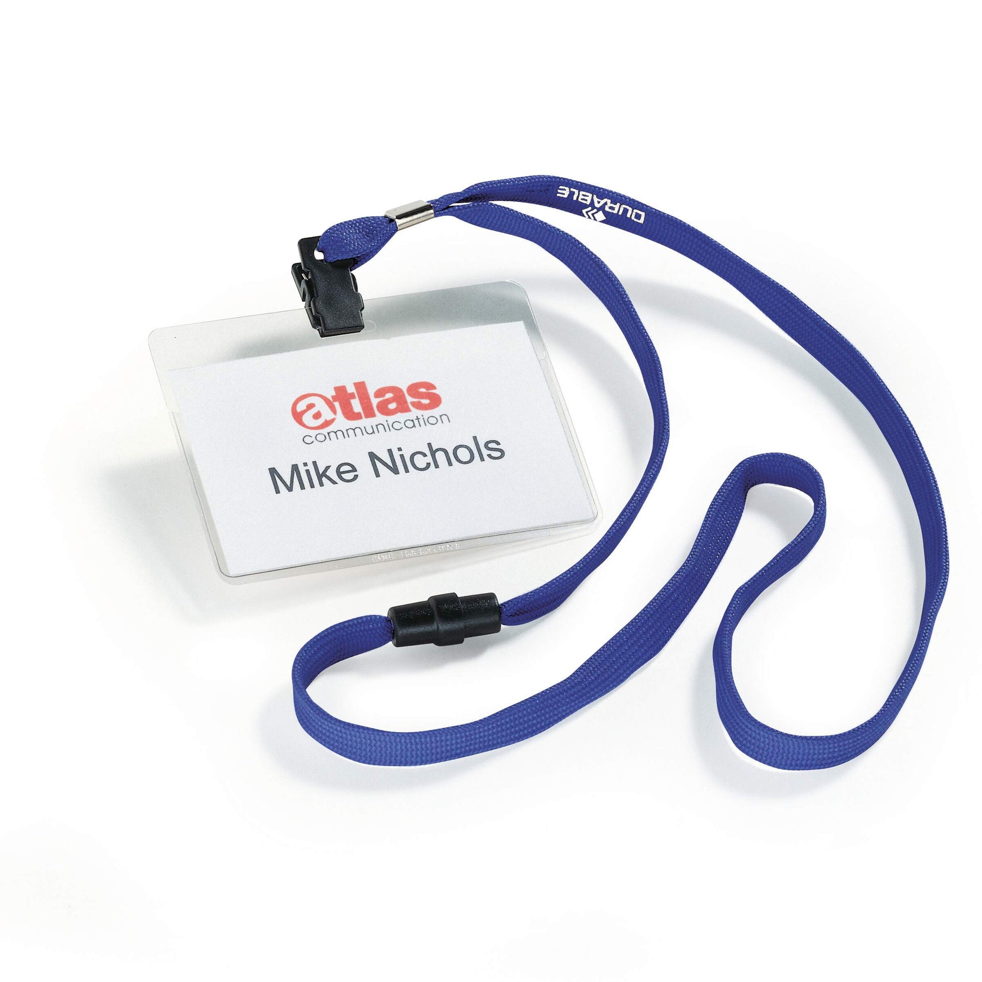 Durable Lanyard Name Badge ID Card Holder + Inserts | 10 Pack | 60 x 90mm | Blue