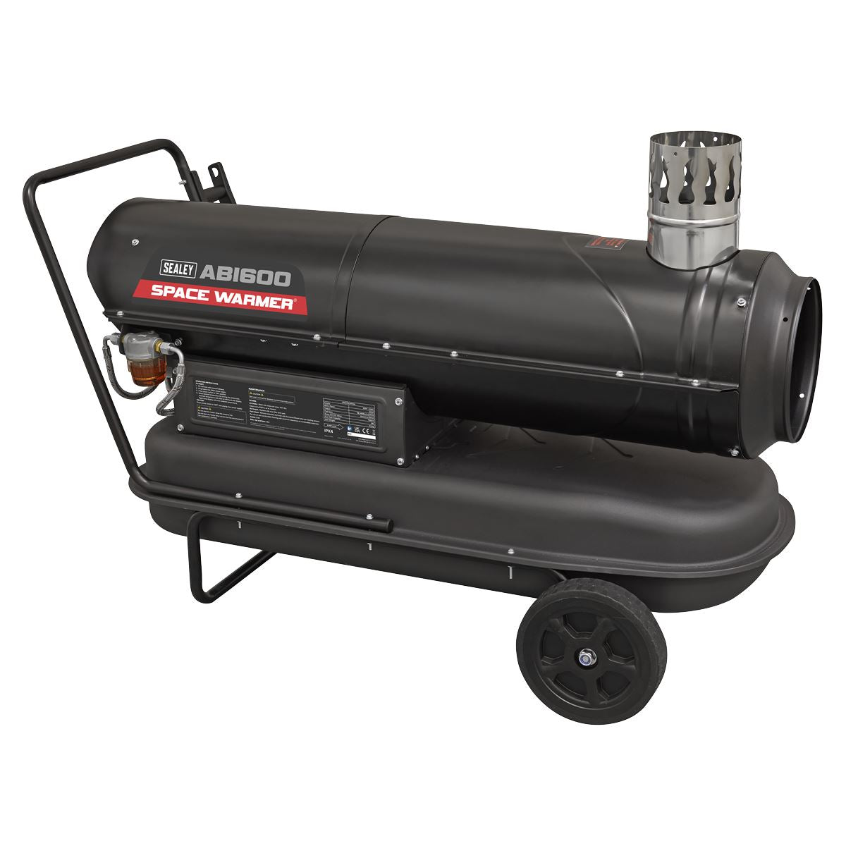 Sealey ABI600COMBO Space Warmer Indirect Kerosene/Diesel Heater 68,000Btu/hr with 5M Ducting | 68,242Btu/hr(20kW), 230V ~ 50Hz, Thermostat, Wheels