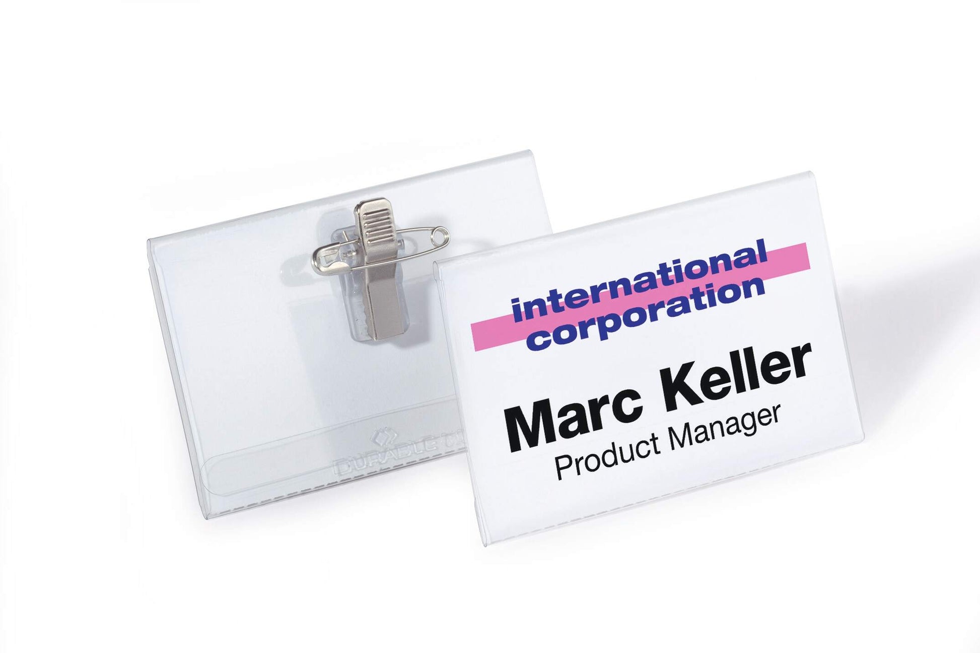 Durable COMBI CLIP Clip & Pin Name Badge ID Holder + Inserts | 50 Pack | 40x75mm