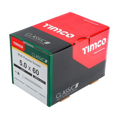 TIMCO Classic Screw PZ2 CSK ZYP 5.0 x 60 Gold Pack 200