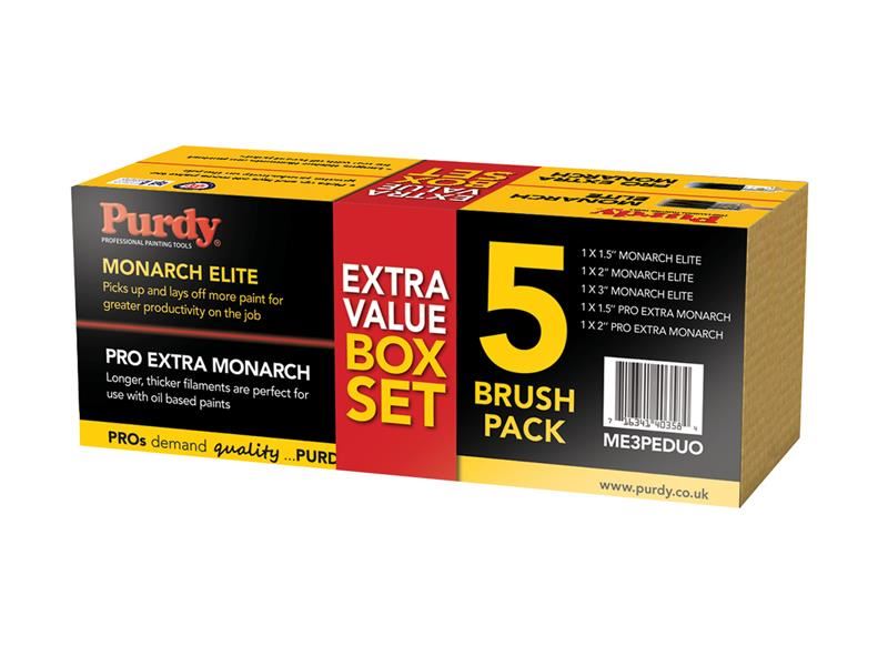 PUR Monarch  Elite  & Pro-Extra  Monarch  Brush Set, 5 Piece
