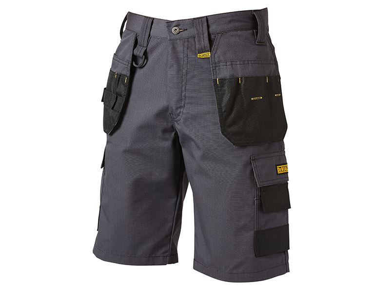 DeWalt Cheverley Lightweight Grey Polycotton Work Shorts with Multiple Waist Sizes 30W to 42W for Trade DIY and Site Work