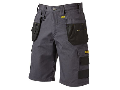 DeWalt Cheverley Lightweight Grey Polycotton Work Shorts with Multiple Waist Sizes 30W to 42W for Trade DIY and Site Work