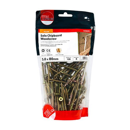 TIMCO Solo Woodscrew PZ2 CSK - ZYP 5.0 x 80 Gold Pack 120