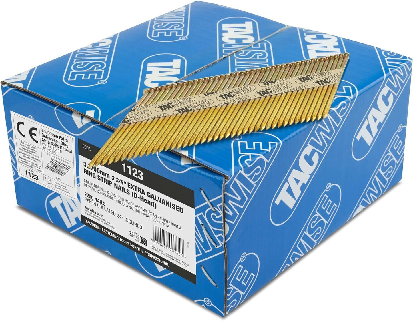 Tacwise 1123 90 mm Framing Nails Ring Shank D Head 34° Pack of 2200 for Nail Staple Guns Trade Fixing