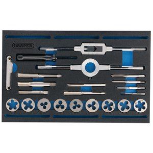 Draper 22PC TAP & DIE SET 63520 Combination Tap and Die Set - Metric and BSP In 1/4 Drawer EVA Foam Insert Tray (22 Piece)