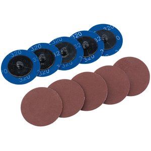 DRAPER 75614 - Ten 50mm 320 Grit Aluminium Oxide Sanding Discs