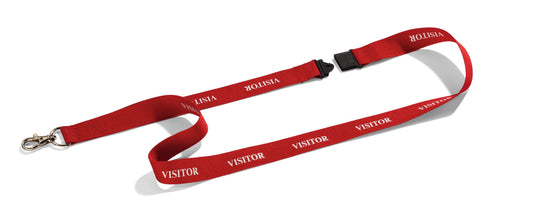 Durable Soft Textile VISITOR Neck Lanyards with Clip & Breakaway | 10 Pack | Red