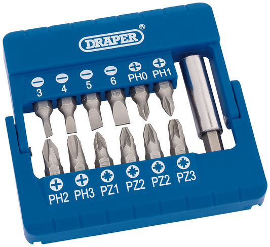 Draper 13PC SCREWDRIVER BIT SET 25MM 82392 Screwdriver and Magnetic Bit Holder Set (13 Piece)