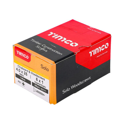 TIMCO Solo Woodscrew PZ2 CSK ZYP 4.0 x 25 Gold Pack 200