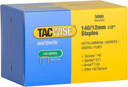 Tacwise 0343 Type 140 12 mm Type 140 Staples Galvanised Pack of 5000 for Nail Staple Guns Trade Fixing