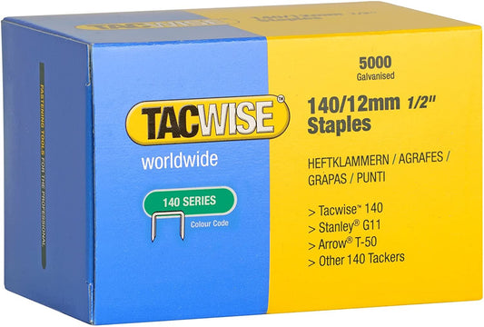 Tacwise 0343 Type 140 12 mm Type 140 Staples Galvanised Pack of 5000 for Nail Staple Guns Trade Fixing