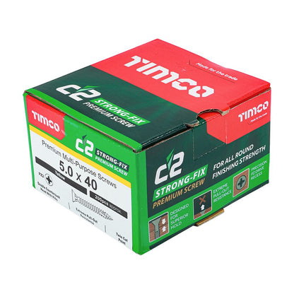 TIMCO C2 Strong-Fix PZ2 CSK ZYP 5.0 x 40 Gold Pack 200