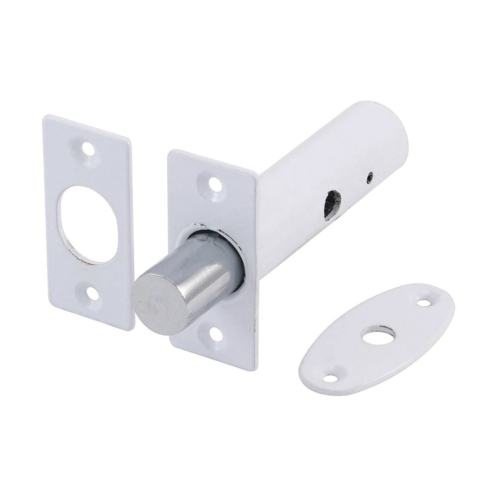 TIMCO Door Rack Bolt White 60mm White Pack 2