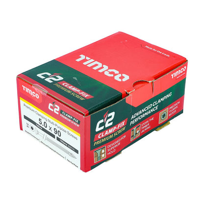 TIMCO C2 Clamp-Fix TX25 CSK ZYP 5.0 x 90 Gold Pack 100