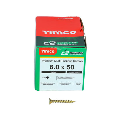 TIMCO C2 Strong-Fix PZ3 CSK ZYP 6.0 x 50 Gold Pack 200