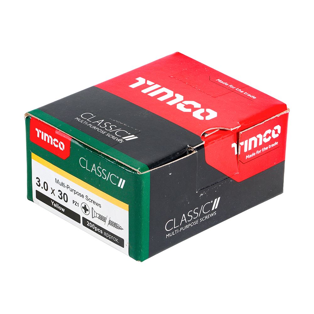 TIMCO Classic Screw PZ1 CSK ZYP 3.0 x 30 Gold Pack 200