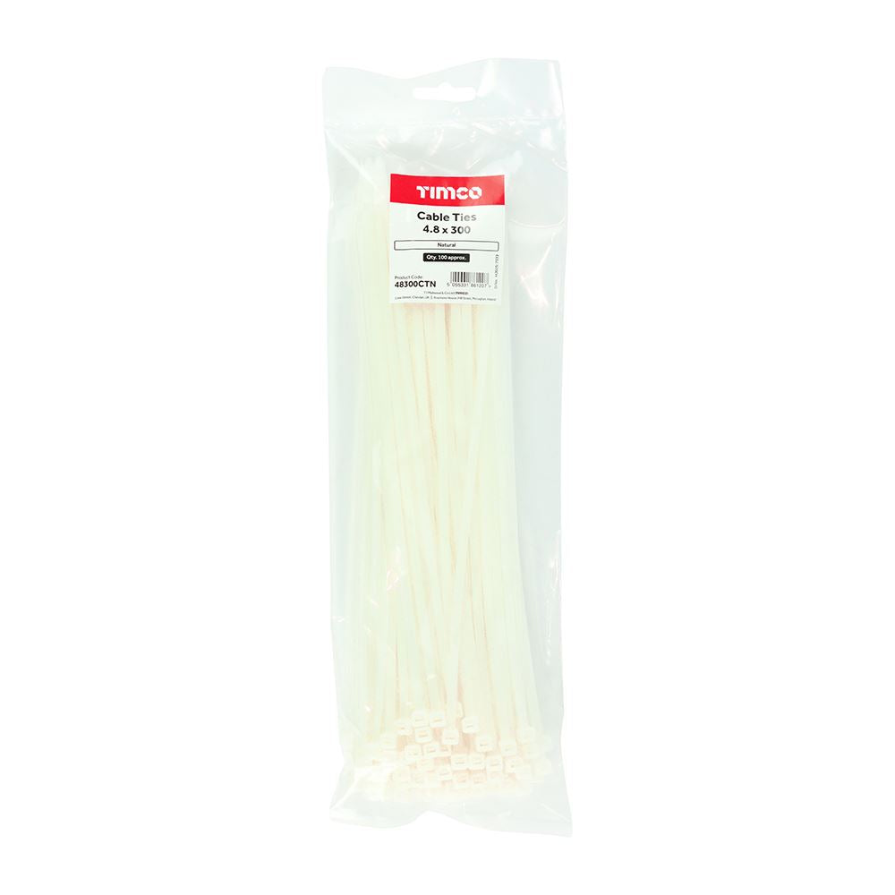 TIMCO Cable Tie Natural 4.8 x 300 Pack 100